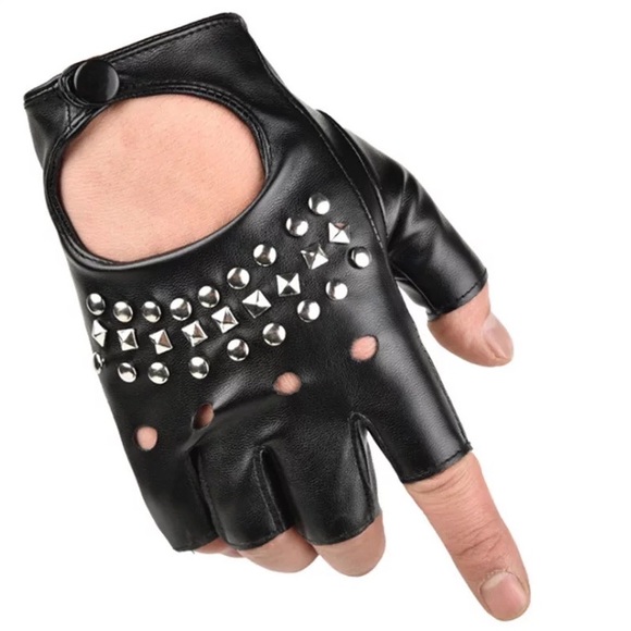 🍒 3PC SET HAT BOOTS GLOVES CHAIN STUD PUNK HIGH HEEL PLATFORM FINGERLESS GOTHIC - Picture 4 of 16